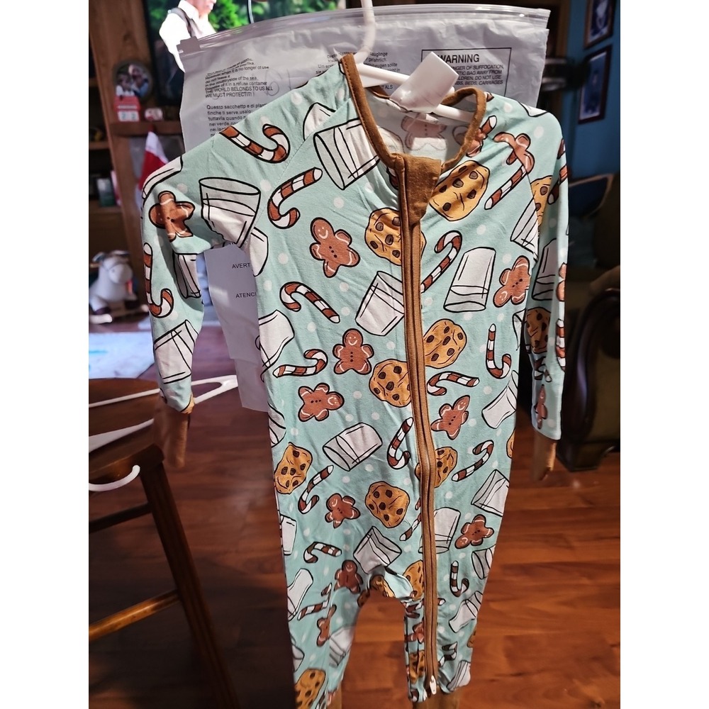 Gingerbread Cookie Teal Bamboo   Zippy Double Zipper 12 To 18  Months